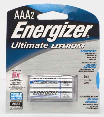 2 Pilas Energizer recargable aaa ultimate lithium 39170 l92 bl2 lr3 unidades pack litio de larga para dispositivos alto consumo ligera y 20