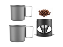 Juego De Cafetera Portátil Con Taza De Aluminio De 450 Ml Y Filtro De 250 Ml Para Viajes Y Acampadas.