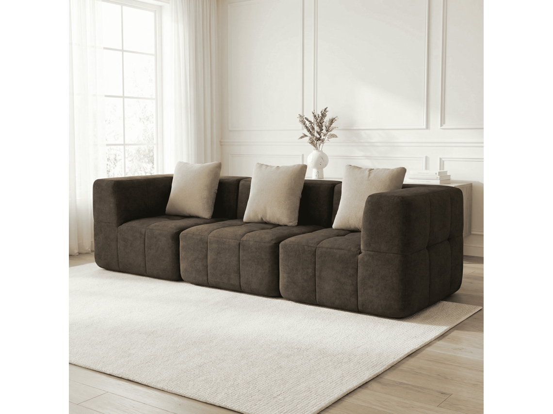Coco Living Sofá De Salón Eden Simple 3 Plazas - Marrón Arena