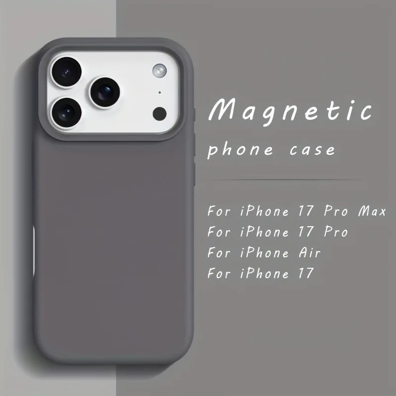 (iphone 17 Gris) Funda Protectora Magsafe Para Iphone, Fabricada En Silicona Líquida.