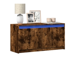 Mueble De Tv Led Madera Ingeniería Roble Ahumado 100x34x50 Cm