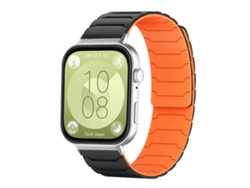 Bracelete Para Huawei Watch Fit 4 / Fit 4 Pro / Fit 3 - Silicone Magnético Preto E Laranja