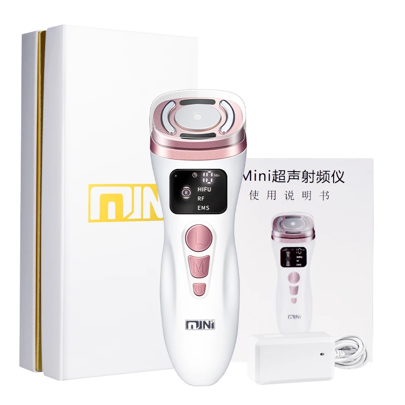 Mini dispositivo de belleza por radiofrecuencia HIFU, dispositivo de belleza facial ultrasónico con microcorriente EMS MDUG