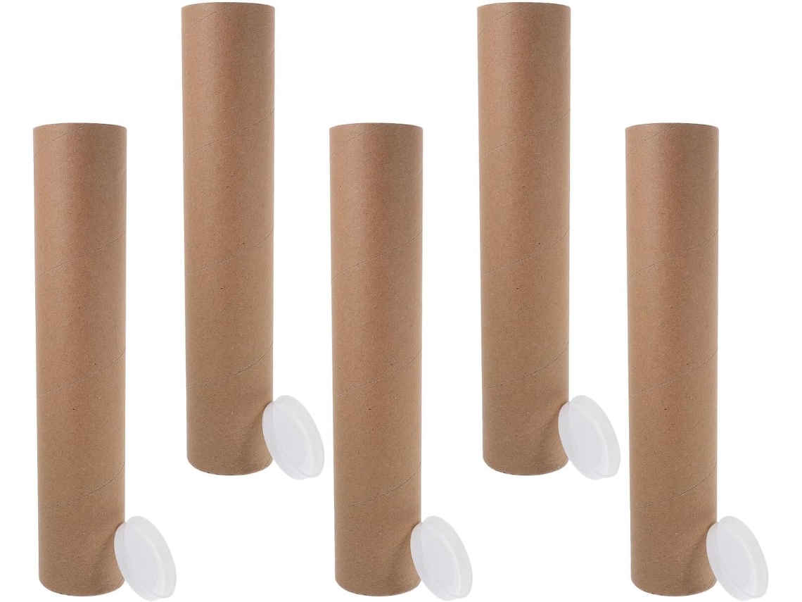 Juego de 5 tubos cilíndricos de papel kraft, 33,5 x 6 cm. SFUSHOS