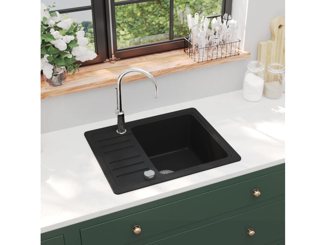 Lavavajillas de una cubeta de granito negro DKD HOME DECOR