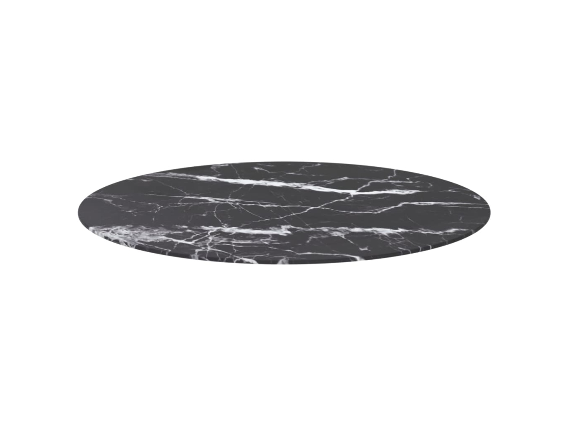 Tablero De Mesa | Tablero De Escritorio | Superficie De Mesa Diseño Mármol Vidrio Templado Negro Ø90x1 Cm
