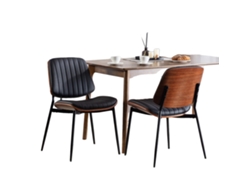Sillas de comedor, diseño moderno de mediados de siglo, materiales duraderos, color negro - piel sintética - espuma
