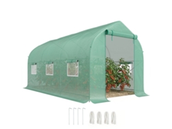 Estufa Túnel 4x2x2m 6 Janelas Porta Enrolar Verde