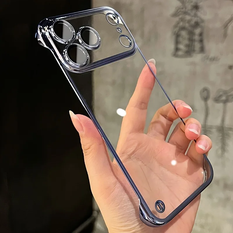 (iphone 15 Azul) Funda Para Iphone Sin Marco, Galvanizada, Ultrafina, A Prueba De Golpes Y Transparente.
