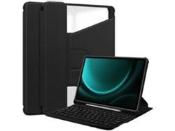 Funda con teclado Bluetooth para Samsung Galaxy Tab S9 Plus de 12,4 pulgadas, color negro Gertiz