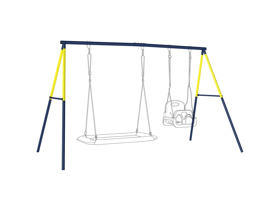 Columpio Infantil Doble, Estructura De Acero, Para Niños De 3 A 8 Años, 260x160x178cm, Azul