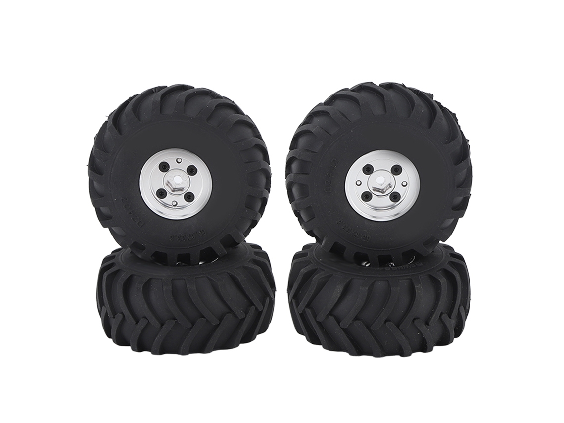Ymsl 4 Piezas Neumáticos De Rc Crawler Con Llanta De 1 Pulgada Neumáticos De Goma De Escalada Para Axial 1/24 Scx24 Rc Crawler Plata Hxl
