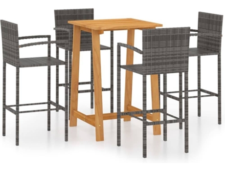 vidaXL Conjunto de bar para jardín 5 piezas gris