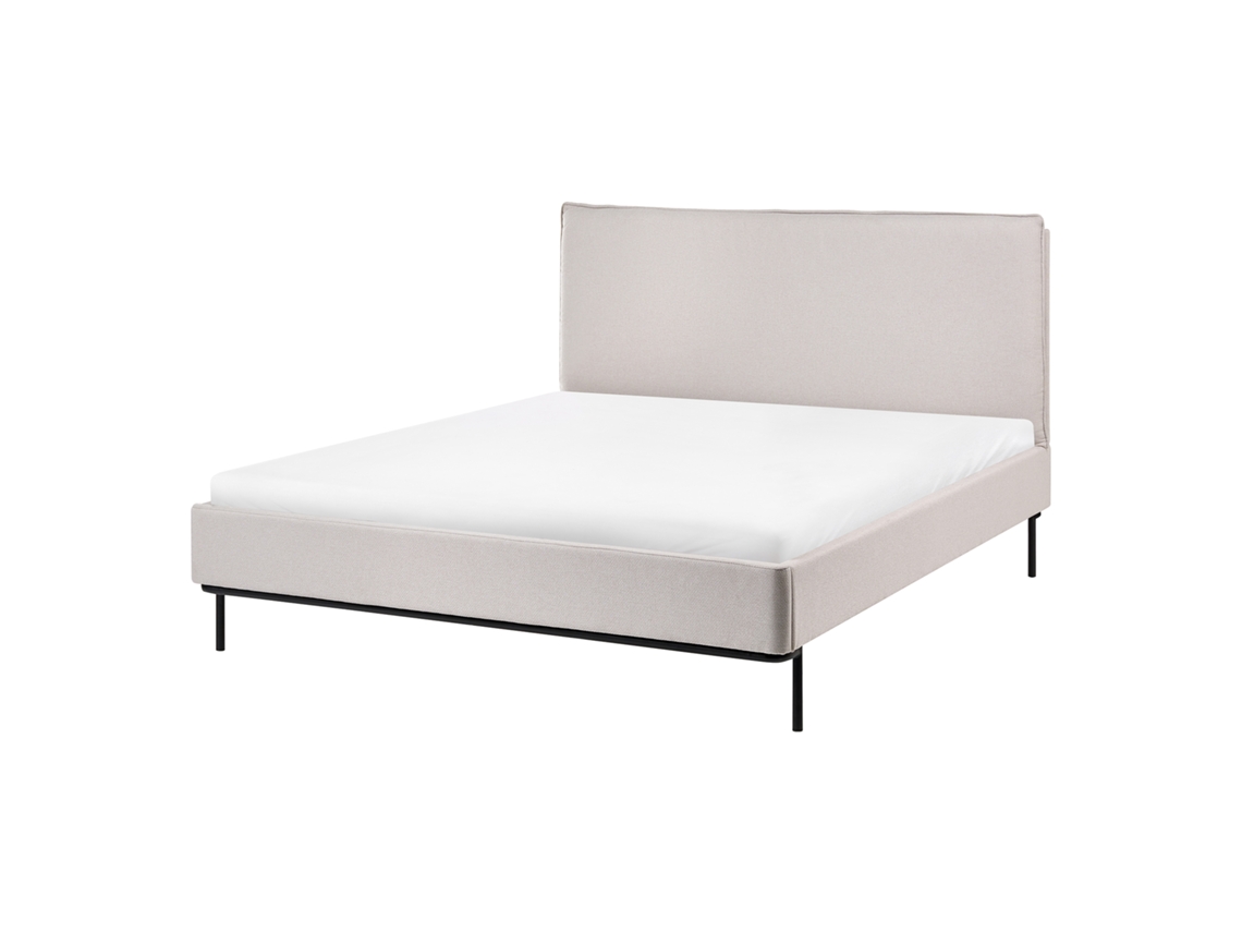 Cama con somier BELIANI Corio de Poliéster Beige 153x219x101