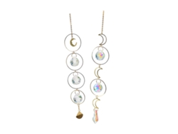 Conjunto de 2 colgantes Feng Shui con forma de bola de cristal prismática con un arcoíris.