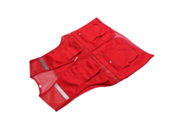 Chaleco Reflectante De Trabajo Con Malla Y Múltiples Bolsillos, Cuello En V, Cremallera, Xxl, Rojo.