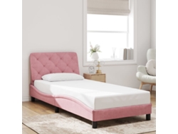 Estructura De Cama Sin Colchón Terciopelo Rosa 80x200 Cm