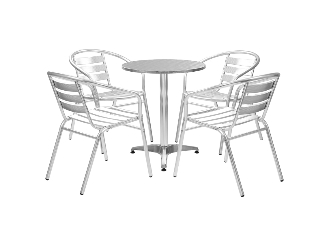 vidaXL Juego de comedor para jardín 5 piezas de aluminio plateado