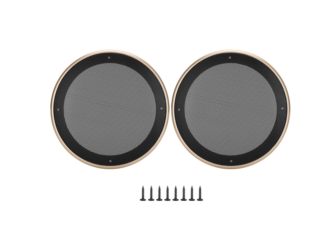 Cubierta Decorativa Redonda De Malla Metálica De 2 Piezas Para Altavoces De 8 Pulgadas (dorado Y Negro)