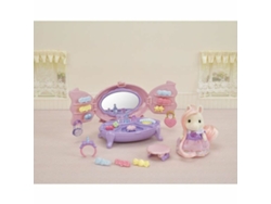 Set Tocador De La Chica Pony De Sylvanian Families – Mueble De Juguete Con Espejo Y Estantes, Incluye Figura Y Accesorios De Peluquería