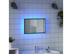 Espejo De Baño Led Madera Ingeniería Gris Sonoma 60x8,5x38 Cm