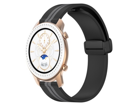 Correa Smartwatch para Amazfit GTR 42mm 20mm Silicona con Cierre Magnético Plegable (Negro + Gris)
