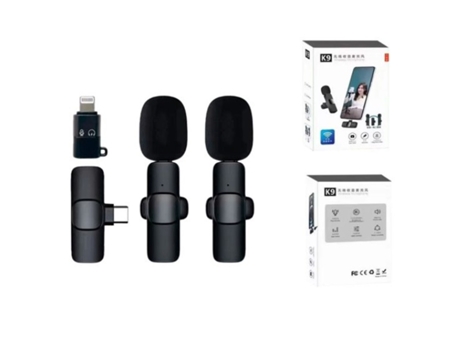 2 Dos Micrófonos Universales Tipo-C a adaptador Lightning SKYHE K9 2 Negro