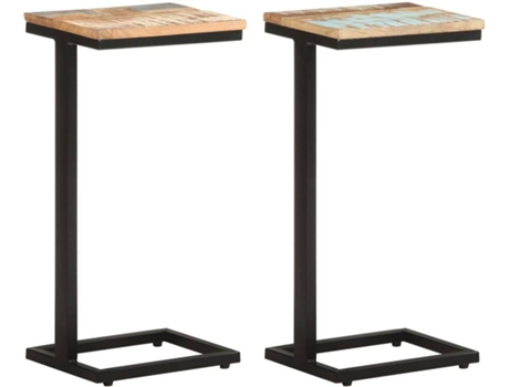 vidaXL Mesitas auxiliares 2 uds madera reciclada 31,5x24,5x64,5 cm