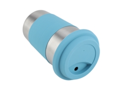 Vaso de acero inoxidable de 500 ml con tapa y cubierta de silicona, botella térmica Truyuety (azul)