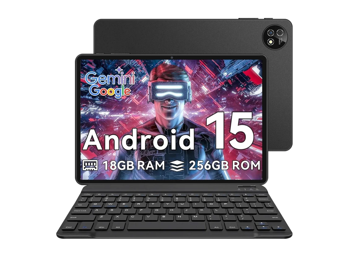Tablet Vanwin K30 Android 15 Teclado Bluetooth Capa Em Pele 6 Gb De Ram 12 Gb (memória Expandida) 256 Rom - Versão Wifi - Preto