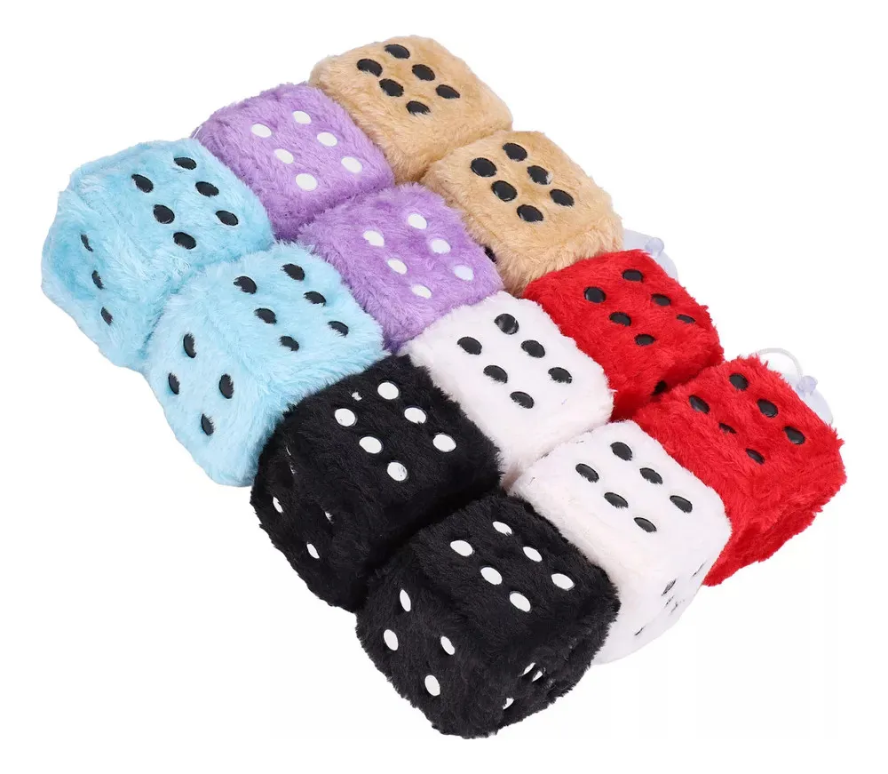 6 pares de dados de peluche con colgante para interiores (vayotoy)