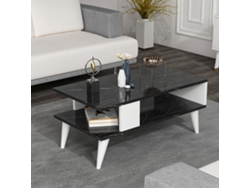 Mesa de Centro [EN.CASA] Lycksele Aglomerado (40 x 90 x 45 cm - Mármol negro y Blanco)