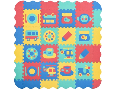 Homcom Alfombra Puzzle infantil de espuma eva 36 piezas gimnasio multicor