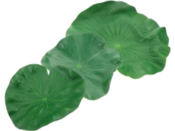 Juego De 3 Manteles Individuales De Plástico Rígido Con Diseño De Hojas De Loto Artificiales (17-20-28 Cm, Color Verde).