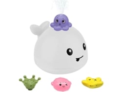 Brinquedo de banho Rebe-Baleia com jato de água, brinquedo elétrico com luz e música para bebês no chuveiro.