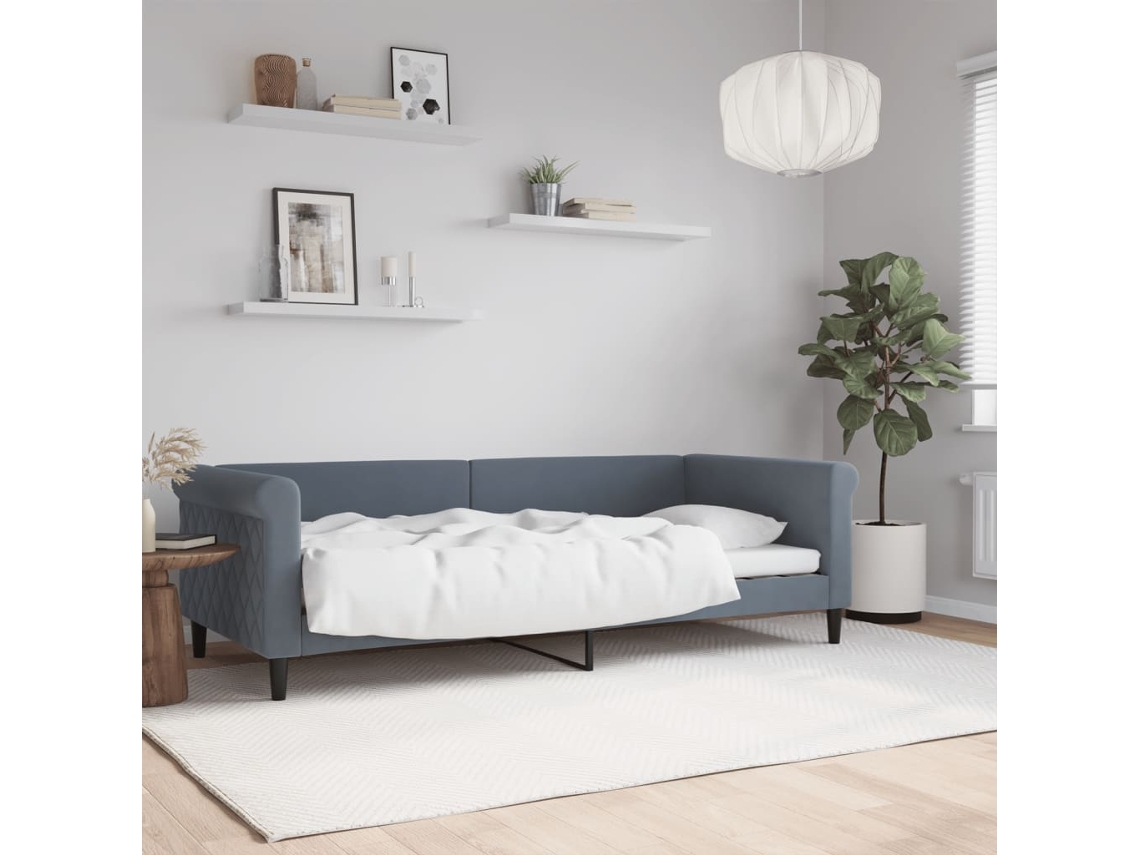 Sofá Cama Sin Colchón Terciopelo Gris Oscuro 90x200 Cm