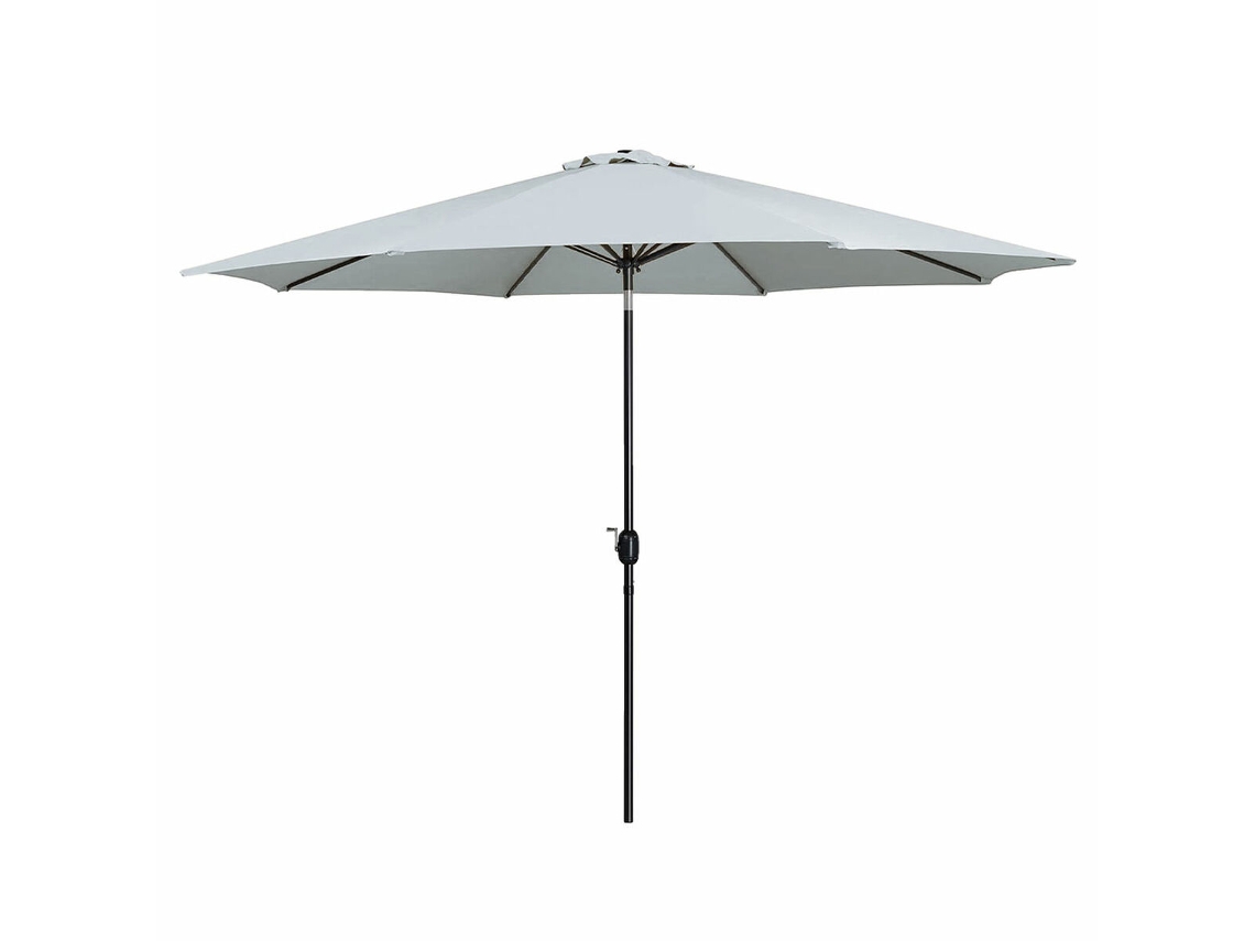 Parasol de acero de 8 varillas D270 cm, color blanco, poliéster, para jardín, piscina y terraza, Marbueno