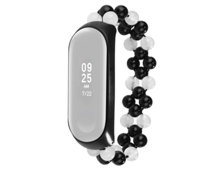 Correa de cuentas trenzadas cuentas de jade para Xiaomi Mi Band 3/4 - blanco/negro