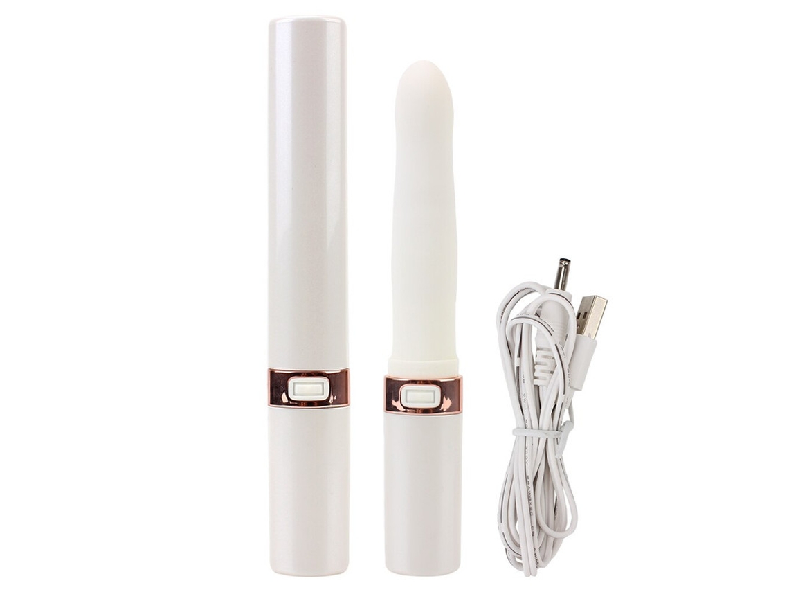 Mini lápiz labial vibrador con 10 modos de vibración para mujer (blanco) YIZHOOD