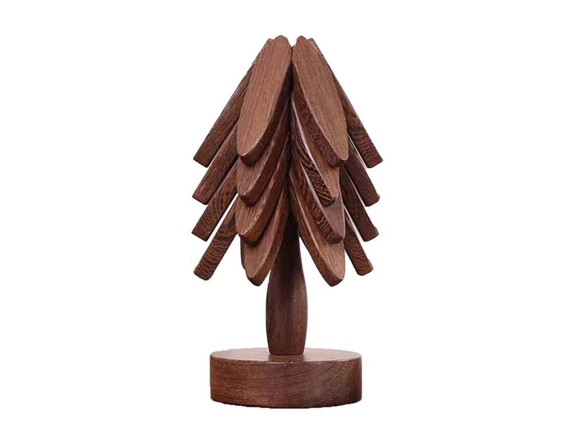 JILLIOPER Posavasos de Madera en Forma de Árbol, Juego de 4, Apoyos para Platos Calientes, Decoración de Cocina