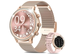 Reloj inteligente con pantalla táctil de 1,32 pulgadas, control de voz IA, frecuencia cardíaca, sueño, podómetro, rastreador de actividad, resistente al agua, oro rosa, Bestvite