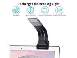 Linterna De Lectura Recargable Para Libros Con Clip 3 Temperaturas De Color