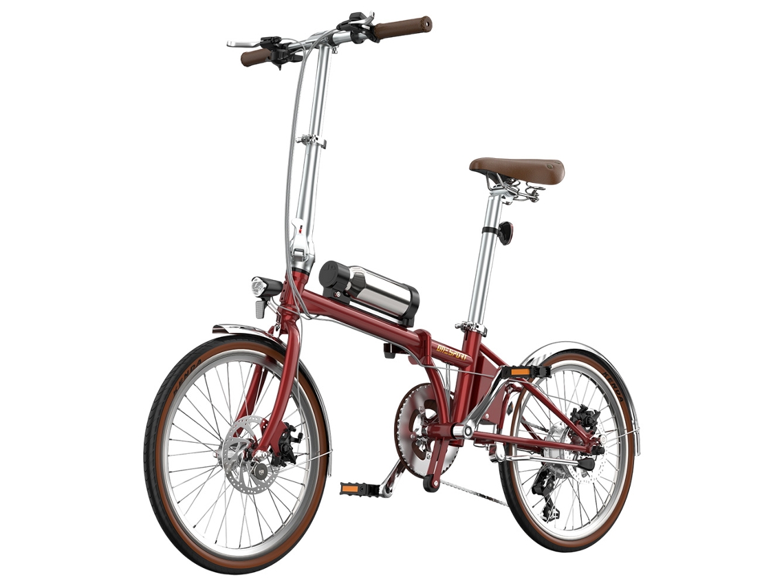 Bicicleta Eléctrica Plegable Onesport Ot02 Pro, Roja, 250 W, 36 V, 5,2 Ah, Hasta 25 Km/h, Autonomía De 25 Km, Shimano De 7 Velocidades, Compacta Y Lig