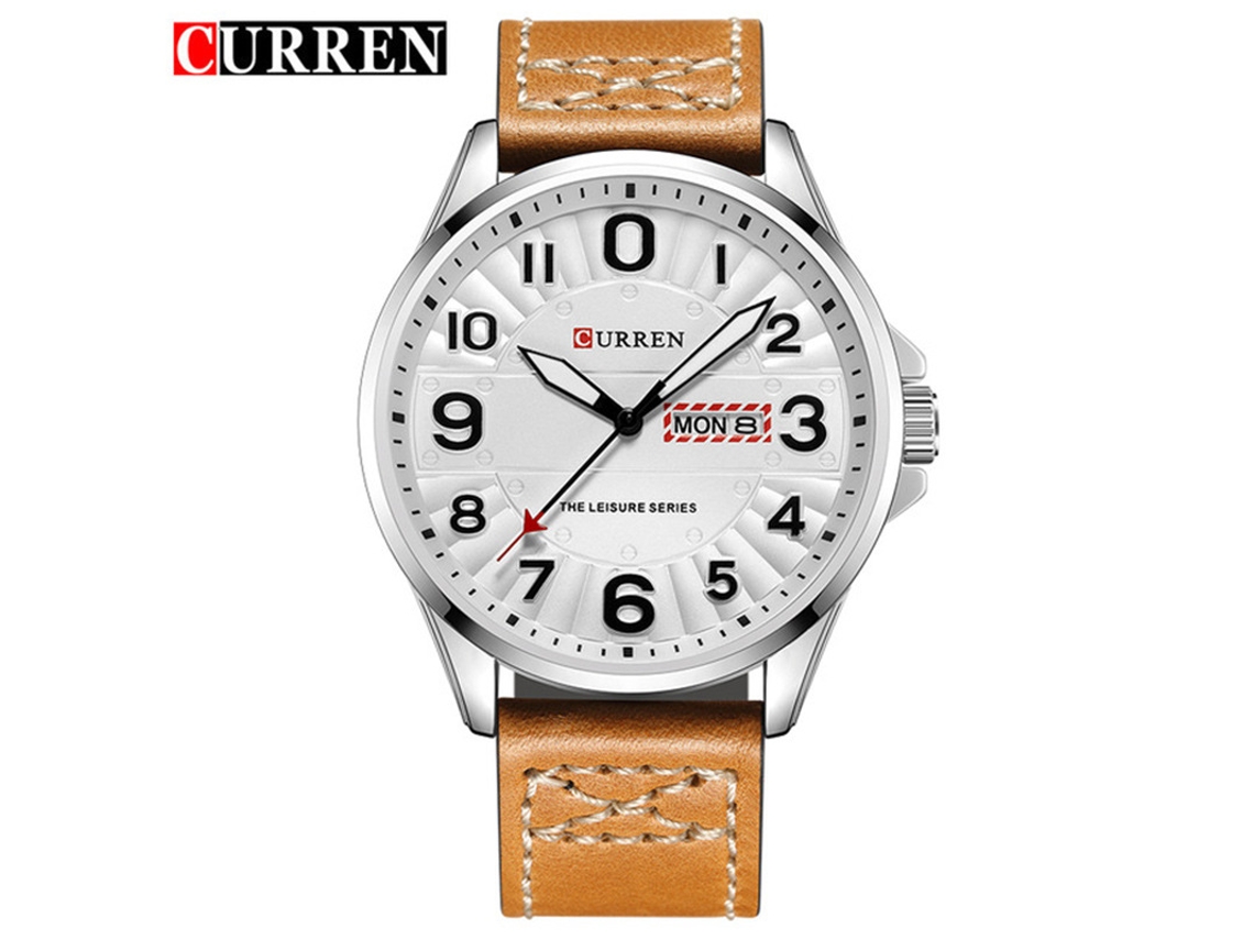 Reloj De Pulsera De Cuarzo Con Correa De Cuero Para Hombre, Estilo Casual, Con Calendario.