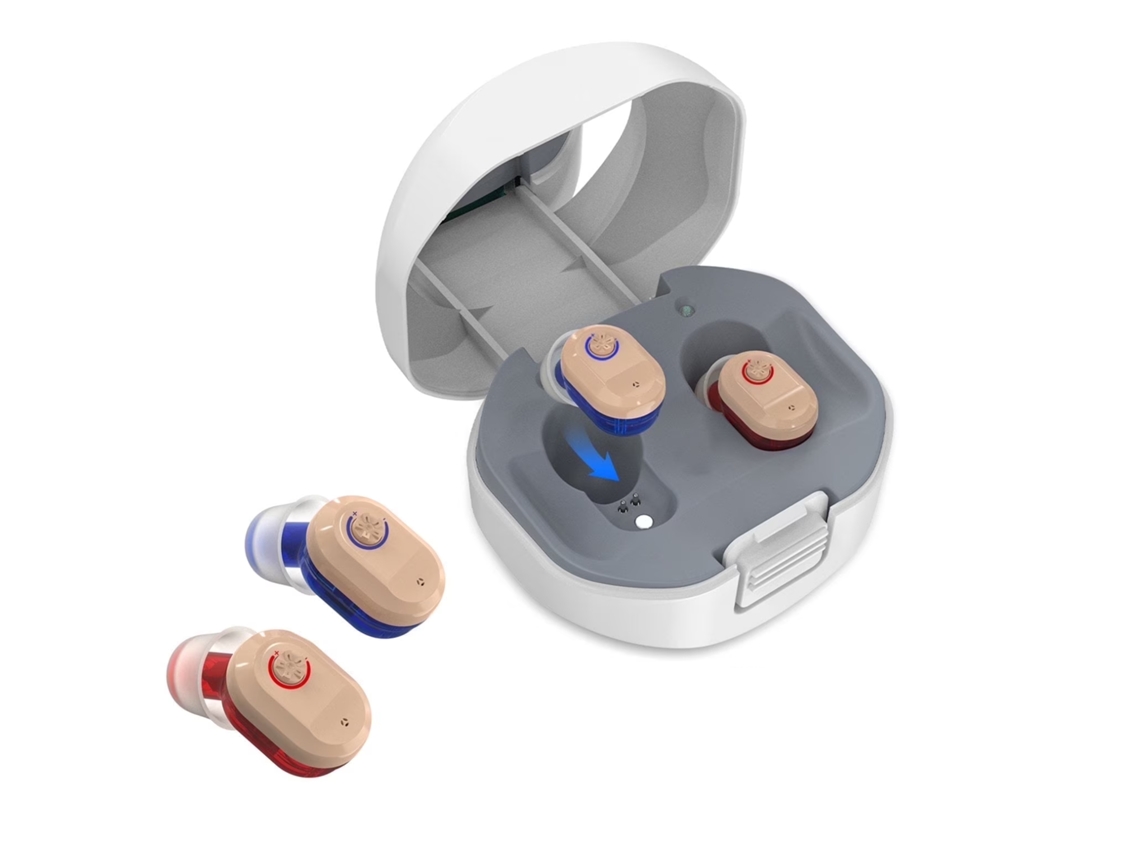Amplificador De Sonido Personal Recargable Para Ancianos, Amplificador Intraural Con Reducción De Ruido Y Estuche De Carga (blanco)