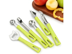 Juego de utensilios de cocina ZRUXE de 5 piezas para verduras, queso, pizza y abridor de botellas - Negro
