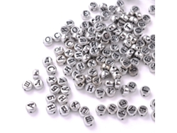 100 Cuentas Redondas Acrílicas Con Letras Rusas De 4*7 Mm Para Bisutería Diy (plateadas)