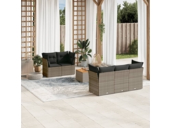 Conjunto de 6 sofás de jardín con cojines en mimbre gris DKD Home Decor