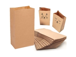 Bolsas de papel kraft para alimentos Rebe-100, sin forro, base cuadrada, reutilizables y decorativas.