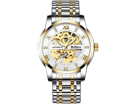 VEANXIN Maquinaria automática Reloj de Oro Esqueleto Reloj Deportivo Impermeable para Hombres-Plata